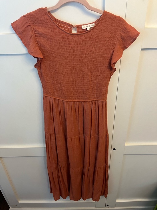 By The River Dresses & Skirts - By the River- Rust Smocked Bodice Tiered Maxi Dress